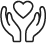 Outline art work of two hands with a heart